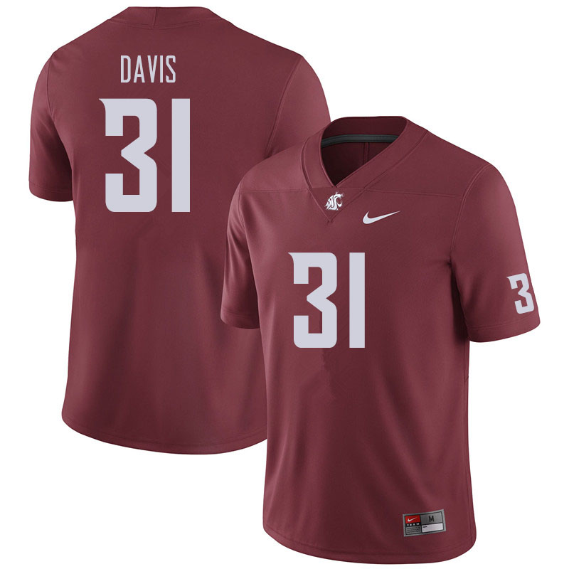 Men #31 Trey Davis Washington State Cougars Football Jerseys Sale-Crimson